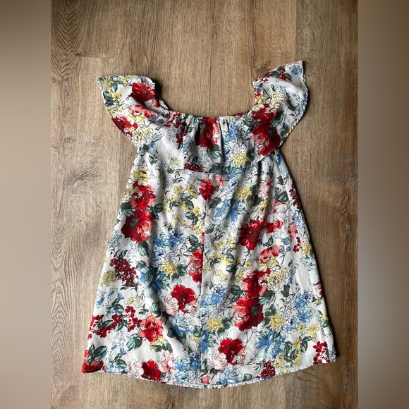 Abercrombie Fitch Floral Off Shoulder Ruffle Sleeve Mini Dress Sz S Boho Cottage - Picture 4 of 4